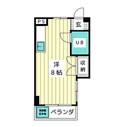 リバティービレッジ ワンルームの間取図画像