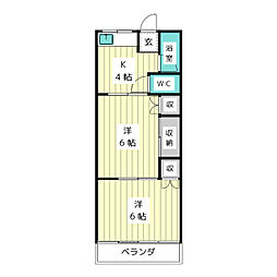 サンハイツ 1階2DKの間取り