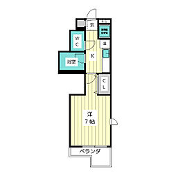 ＳＴ　ＰＬＡＺＡ　ＹＡＭＡＨＡＮＡ 2階1Kの間取り