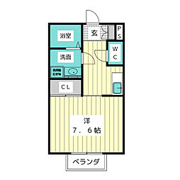 ラフォーレ萩原 1階1Kの間取り