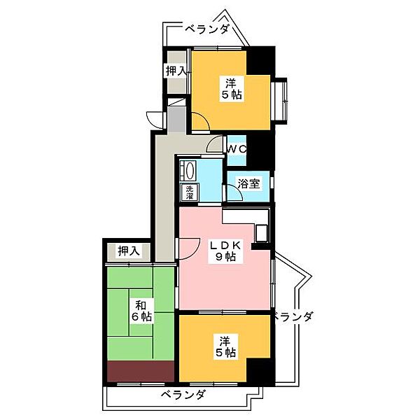 ロイヤル杁中 ｜愛知県名古屋市昭和区隼人町(賃貸マンション3DK・10階・58.34㎡)の写真 その2