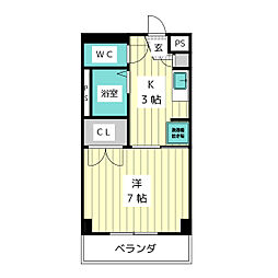 シュラインヒルズ 1Kの間取図画像