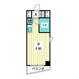 ラフィネ杁中 ワンルームの間取図画像