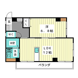 ユタカマンション 2階1LDKの間取り