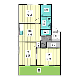 グランデール南山　Ｅ棟 1階3DKの間取り