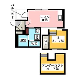 カーネルビレッジ 1階1LDKの間取り