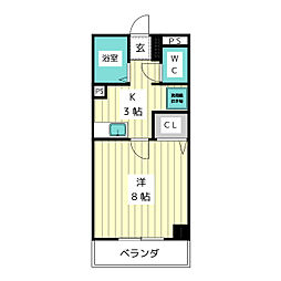 ラフィーネ川名 1階1Kの間取り