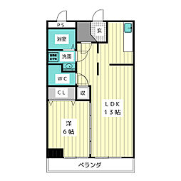 石川橋セブン 1LDKの間取図画像