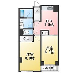 フォンテーヌナウ 2DKの間取図画像