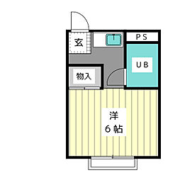 杁中カジウラ ワンルームの間取図画像