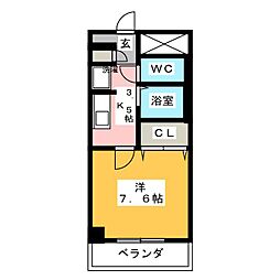 エスポアール八雲C 1Kの間取図画像