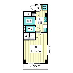 クオーレ前山 1Kの間取図画像