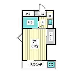コーポアスカ 1Kの間取図画像
