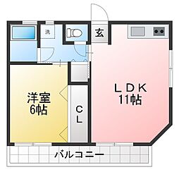 小林ビル 1LDKの間取図画像