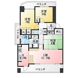 カールス桜山 3LDKの間取図画像