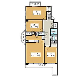 シャンティ滝川 3LDKの間取図画像