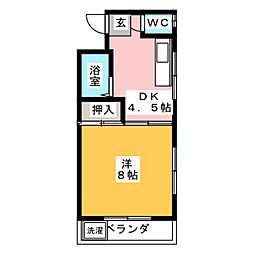 コーポサクマ 1DKの間取図画像