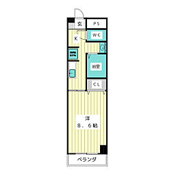 ヒルズヤマザト 1Kの間取図画像