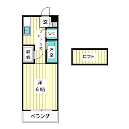 ラ.フォーレ駒方 ワンルームの間取図画像