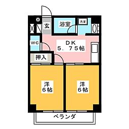 エルドール川原 2DKの間取図画像