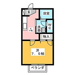 メゾンドール福原 1Kの間取図画像