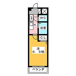 ヒルズ本山南 1Kの間取図画像