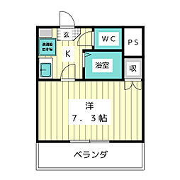 セントラルハイツ滝川 1Kの間取図画像