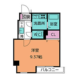 シーマン山里 1Kの間取図画像