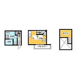 アースクエイク豊2 ワンルームの間取図画像