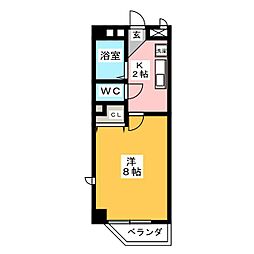 ウエスト　ヴィレッジ 1階1Kの間取り