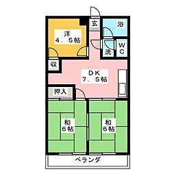 レジデンス中陣 3階3DKの間取り