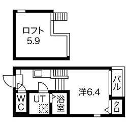 アーバンテラス浮島町S 1Kの間取図画像