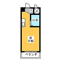 ラ・トゥール豊 ワンルームの間取図画像