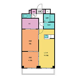 グランドメゾンＵＮ 6階2LDKの間取り