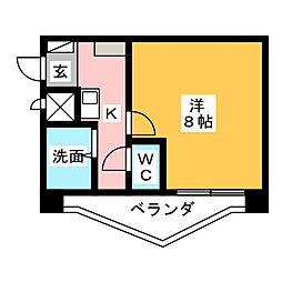 ザ・アルバーノ・レジデンス 3階1Kの間取り