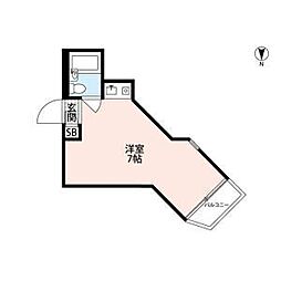 プレスイン豊 5階ワンルームの間取り