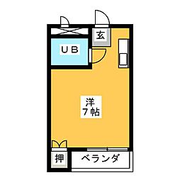 パール熱田 2階1DKの間取り