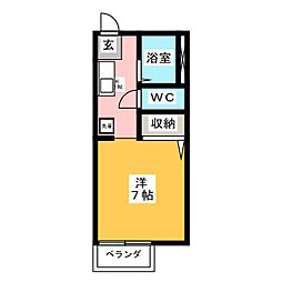 サニーフラット ワンルームの間取図画像
