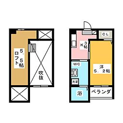 charmant 1Kの間取図画像