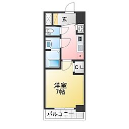 エスプレイス名古屋神宮 1Kの間取図画像