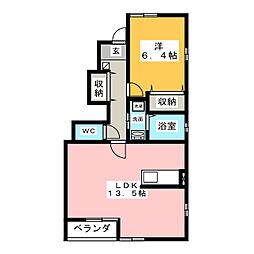 アムレット 1LDKの間取図画像