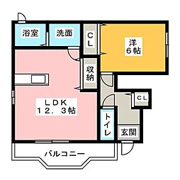 フィオーレ 1Kの間取図画像