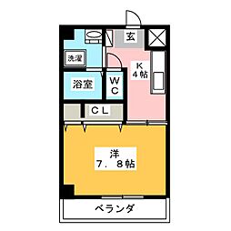 ケヤキパレス熱田 1Kの間取図画像