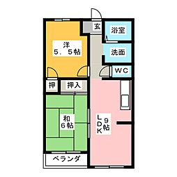 シャンポール鶴見 2LDKの間取図画像