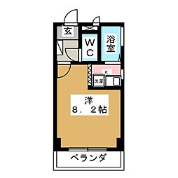 パークサイド中出 1Kの間取図画像