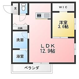 Toyoda Fika 1LDKの間取図画像