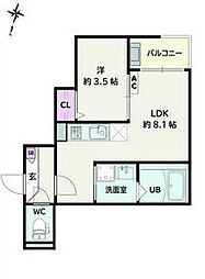 Jack higashimatabeI 1LDKの間取図画像