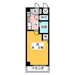 プラージュ氷室 1Kの間取図画像