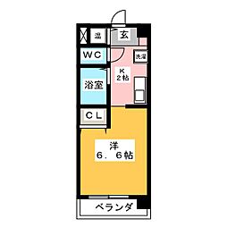 エトワール神宮 1Kの間取図画像