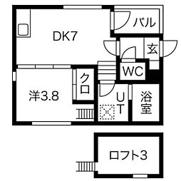 ハーモニーテラス六番 1DKの間取図画像